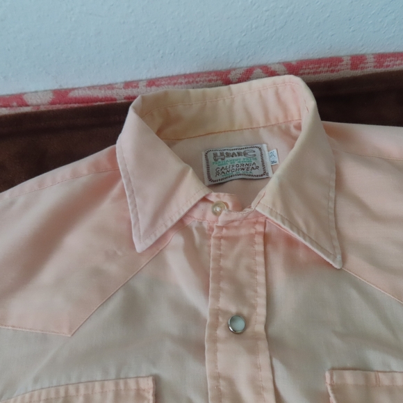 H Bar C Ranchwear Vintage 1970s Permanent Press pearl snap button Front Shirt 16 - Picture 9 of 10